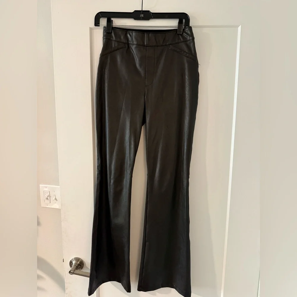 SPANX Black Flare Faux Leather Pants - Picture 4 of 9